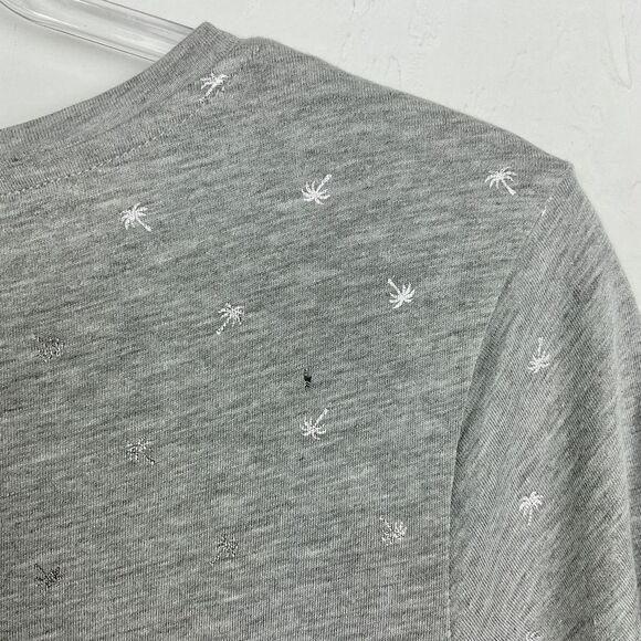 H&M Gray Silver Palm Tree Print Short Sleeve Top XS - Picture 2 of 5